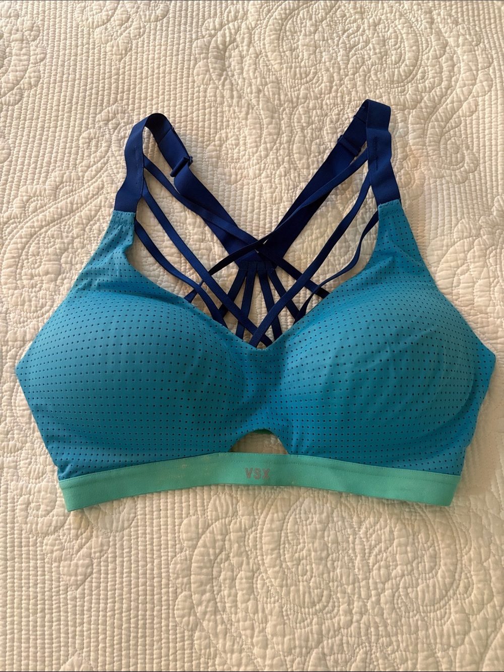 VSX Teal and Navy Strappy Crisscross Sports Bra